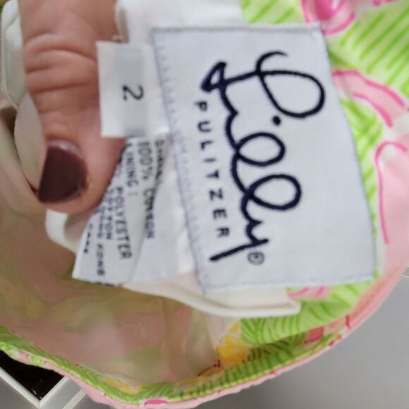 Vintage Lilly Pulitzer mini skirt lion  print lime green and yellow, pink Size 2 - Picture 7 of 7